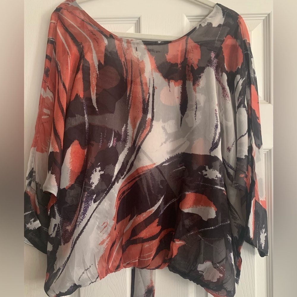 Liverpool Multicolored Scoop Neck Sheer Top M